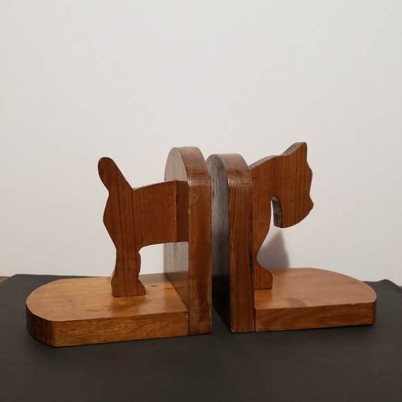 Rustic Folk Art Dog Bookends Scotties Terriers - Picture 1 of 5